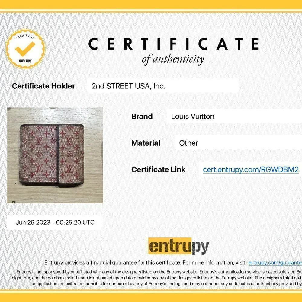 Louis Vuitton Red/Sepia Monogram Lin Porte-Tresor Canvas & Leather Wallet w/COA.
